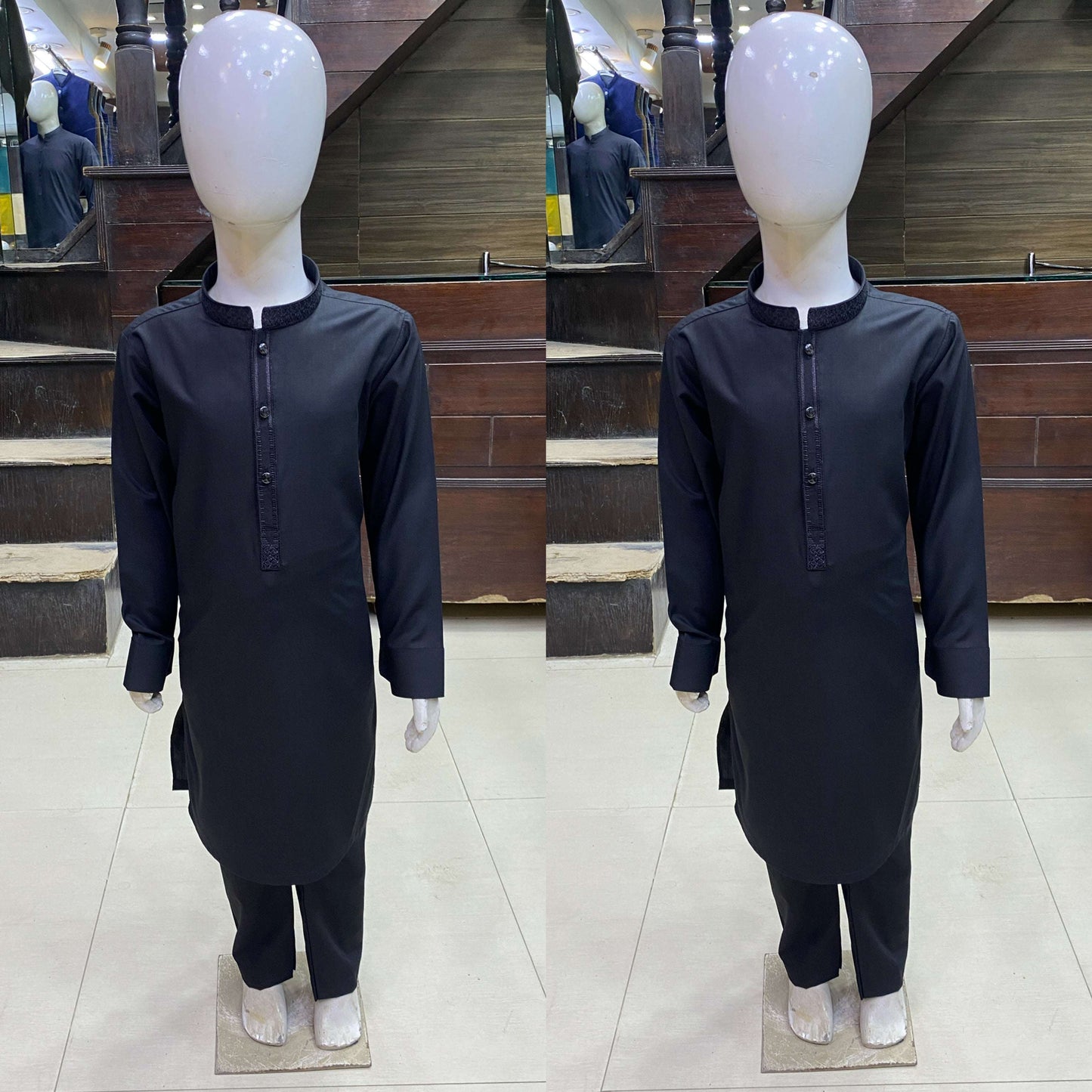 Jet Black Embroidered Kurta Pajama