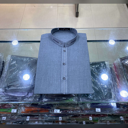 Steel Grey Embroidered Kurta Pajama/Shalwar
