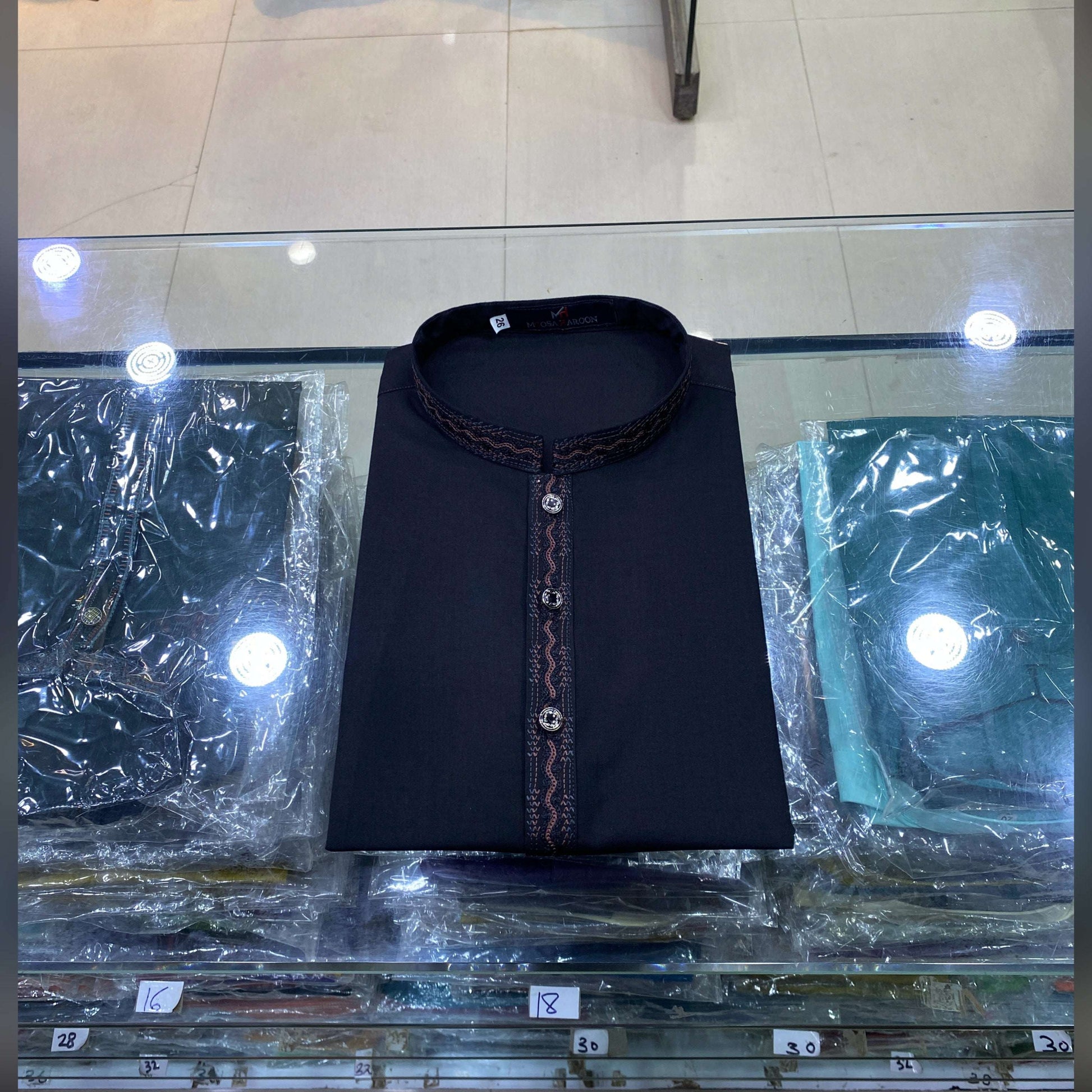 Jet Black Embroidered Kurta Pajama/Shalwar