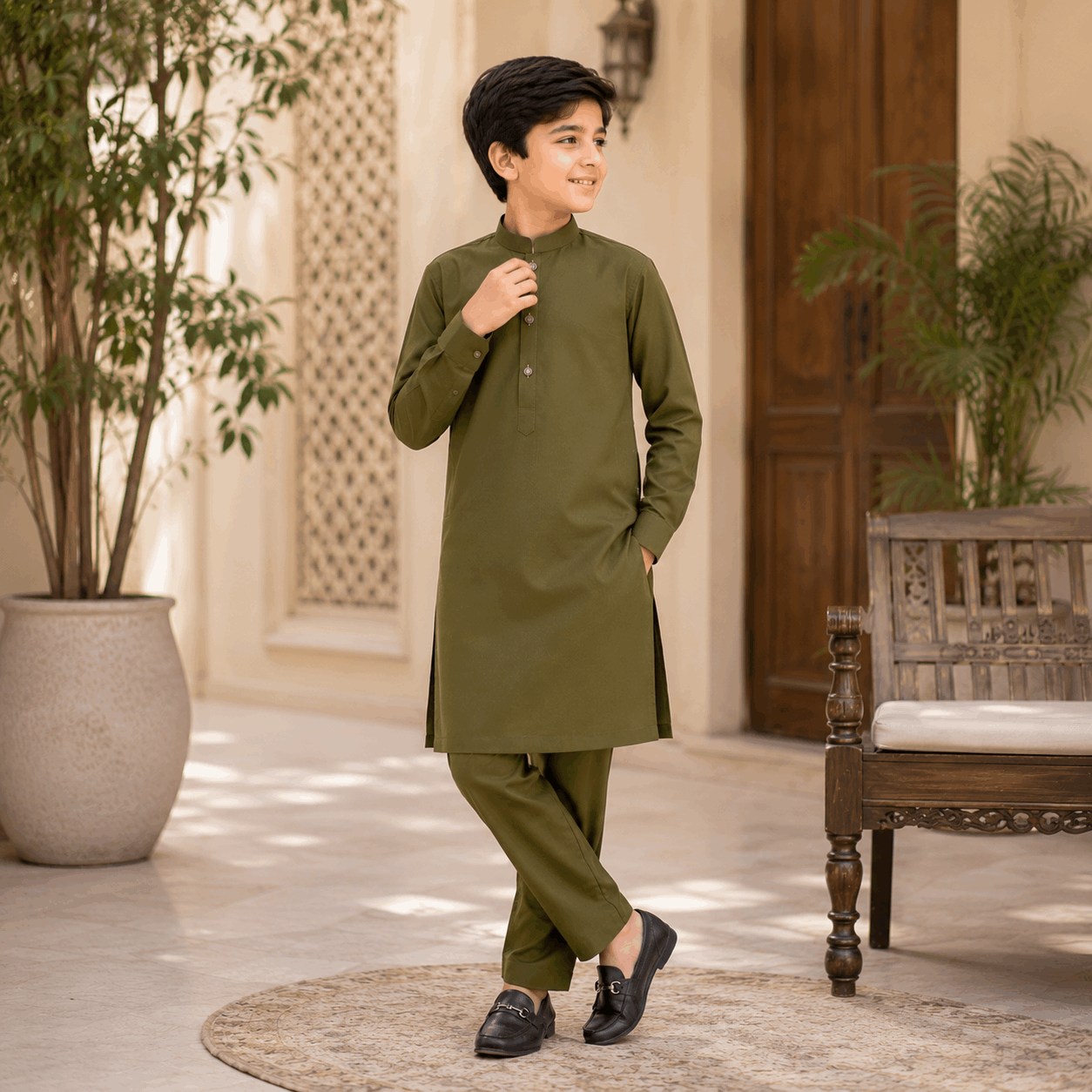 Olive Green Premium Kurta Pajama/Shalwar