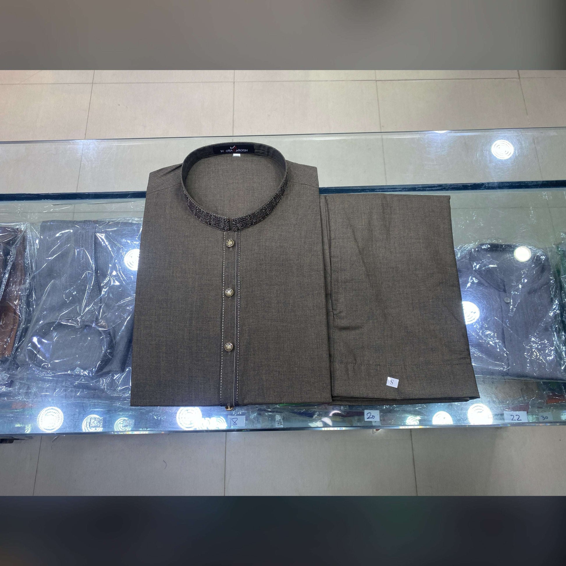 Muted Walnut Embroidered Kurta Pajama/Shalwar