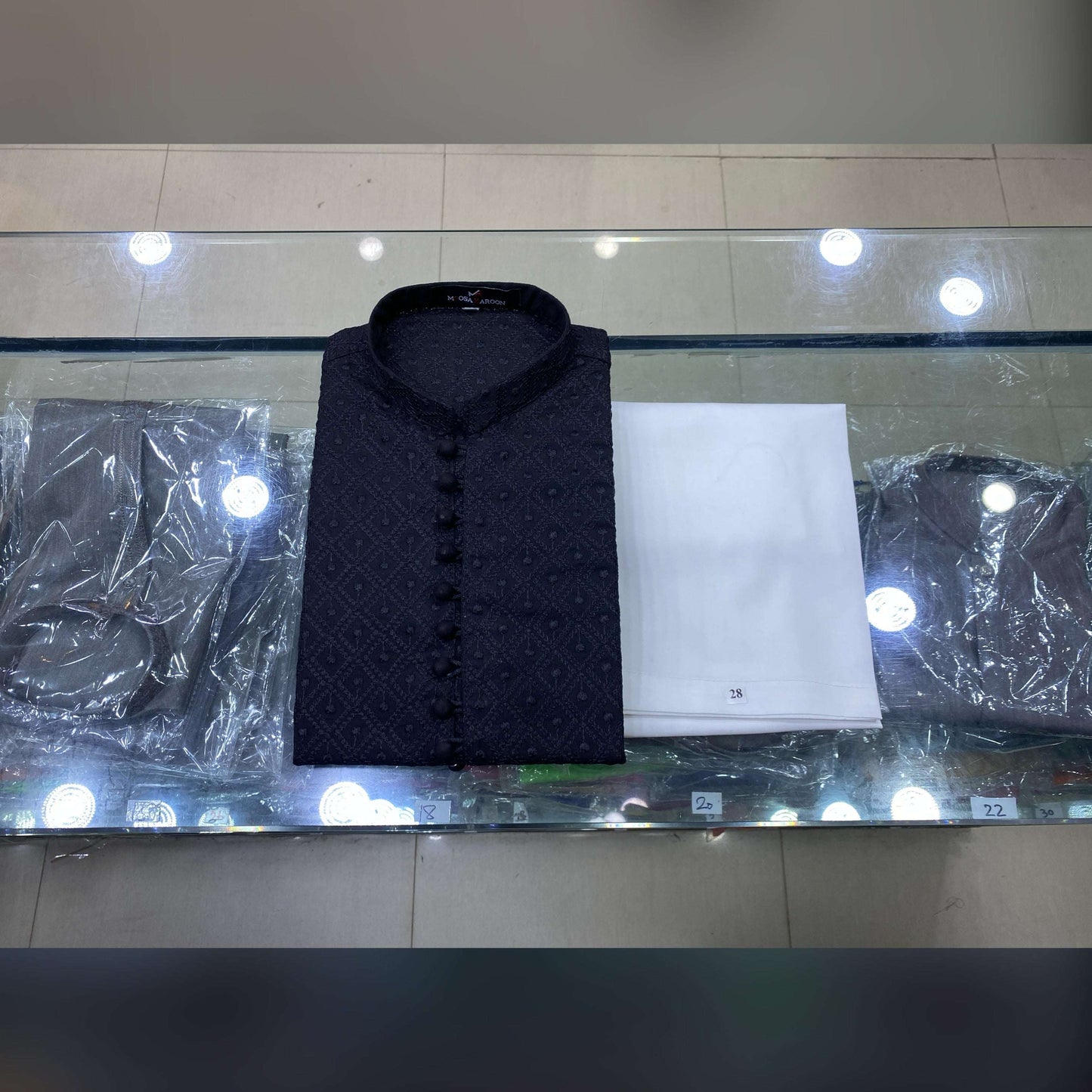 Jet Black Chickenkari Kurta Pajama