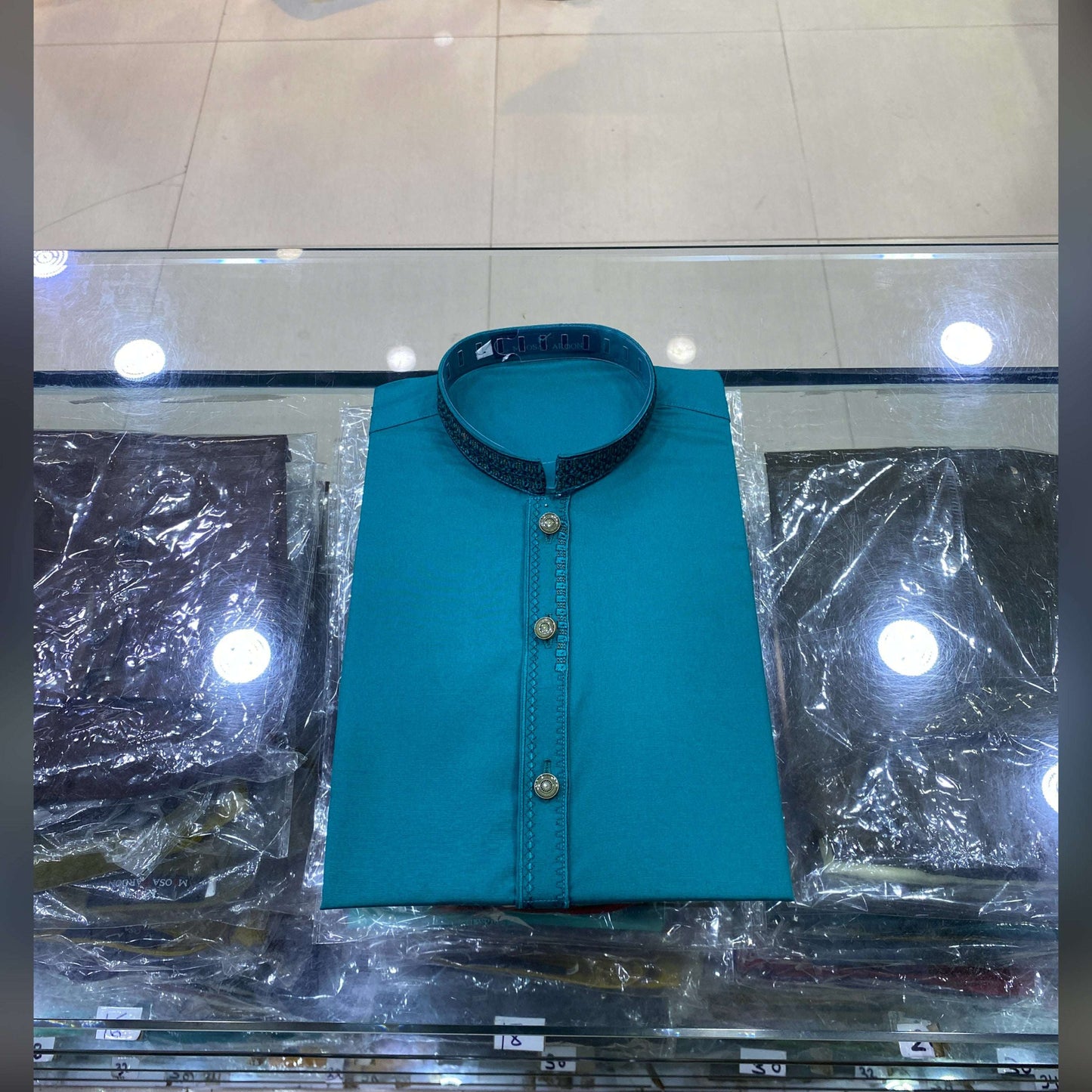 Teal Blue Embroidered Kurta Pajama/Shalwar