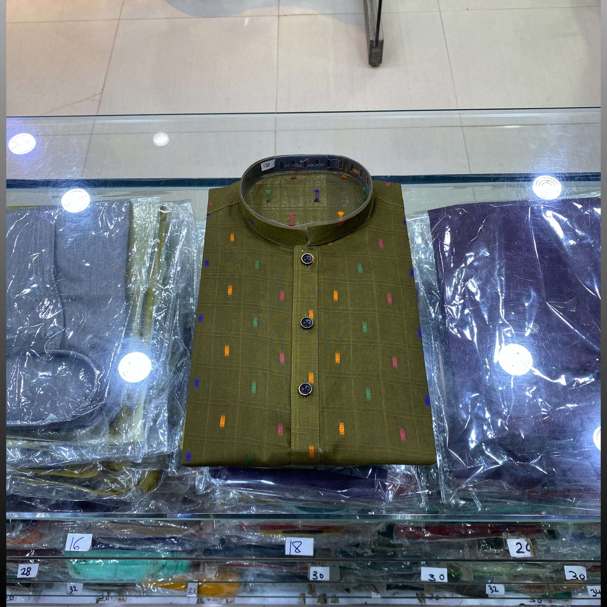 Olive Green Dobby Texture Pure Cotton Kurta Pajama