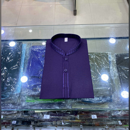 Deep Purple Embroidered Kurta Pajama