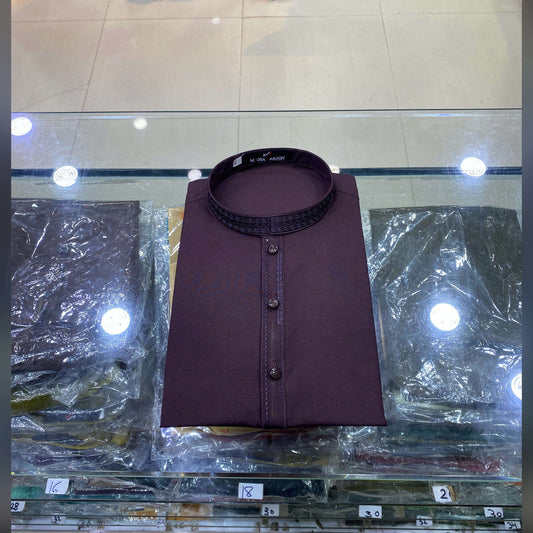 Deep Plum Embroidered Kurta Pajama/Shalwar