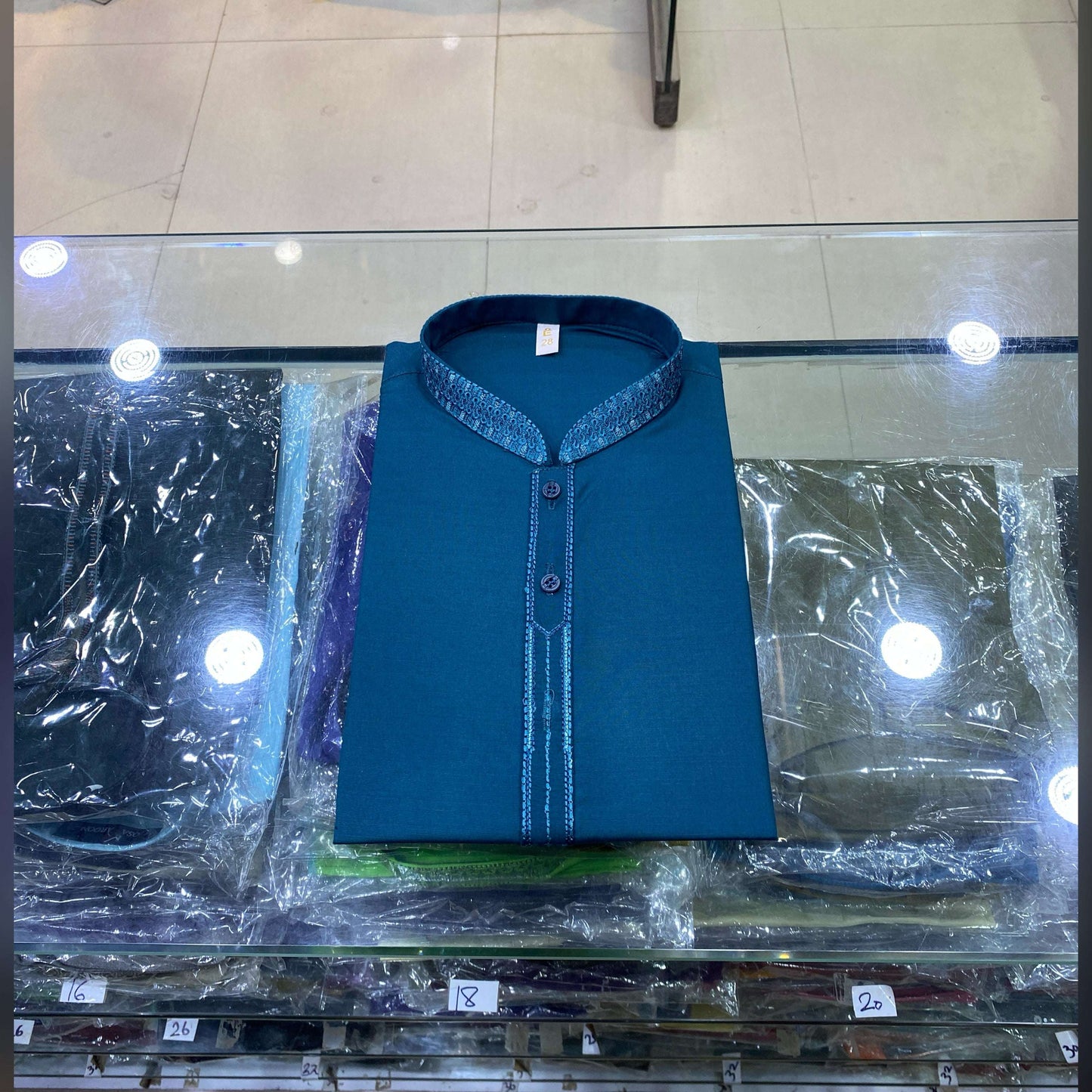 Teal Blue Embroidered Kurta Pajama