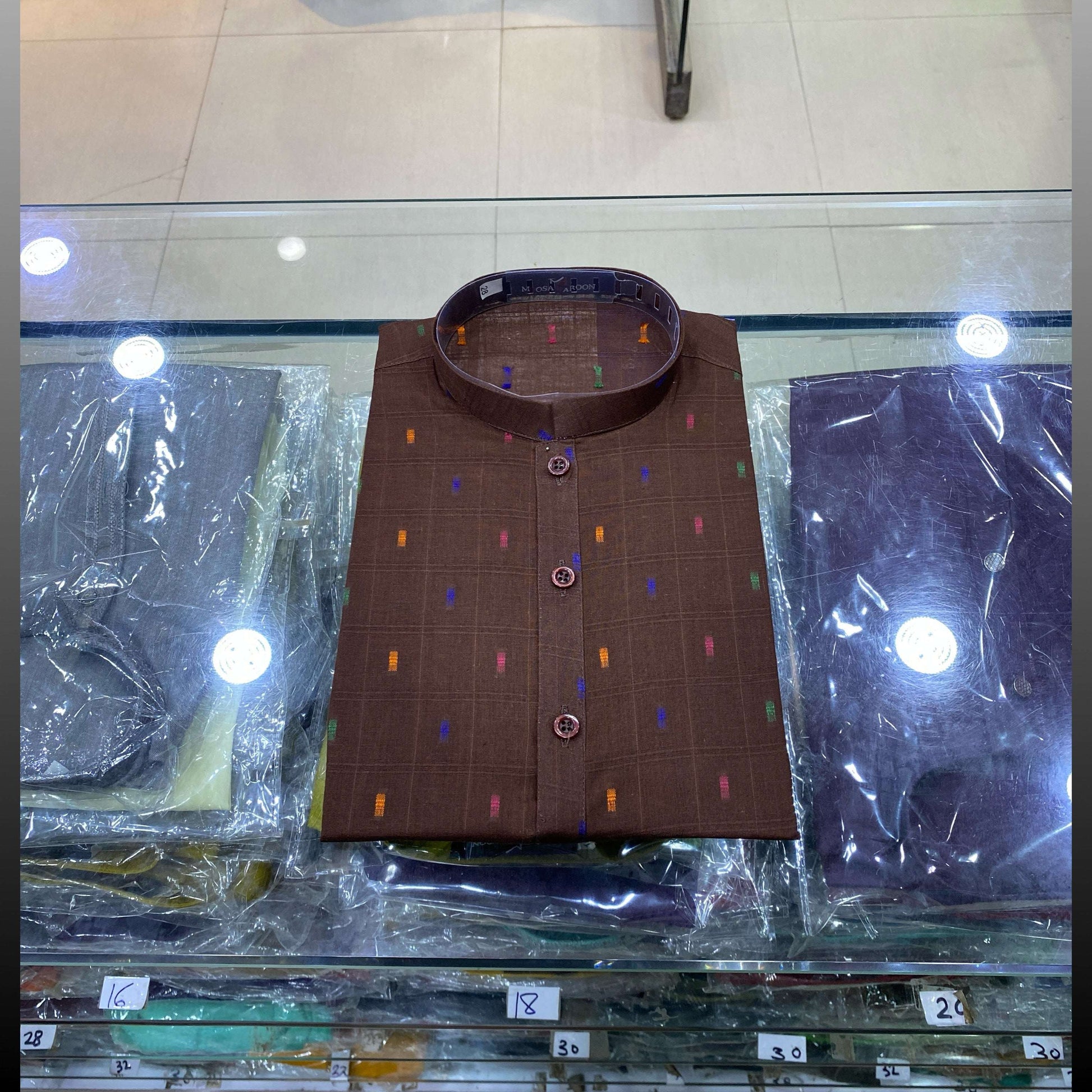 Chocolate Brown Dobby Texture Pure Cotton Kurta Pajama