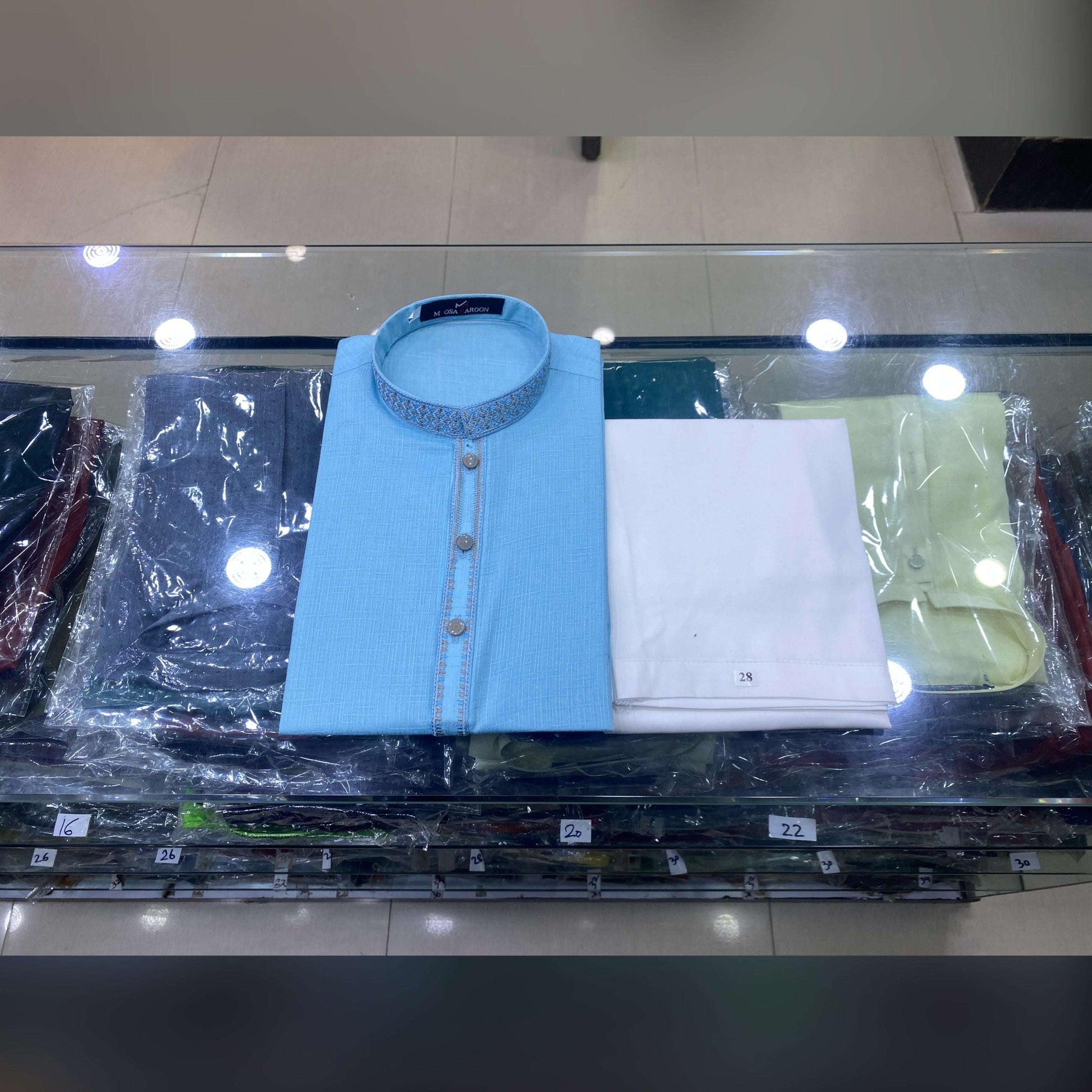 Sky Blue Embroided Pure Cotton Kurta Pajama