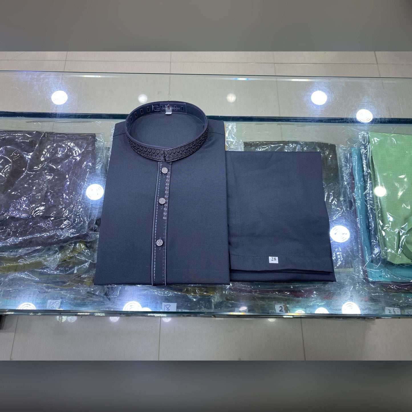 Graphite Grey Embroidered Kurta Pajama/Shalwar