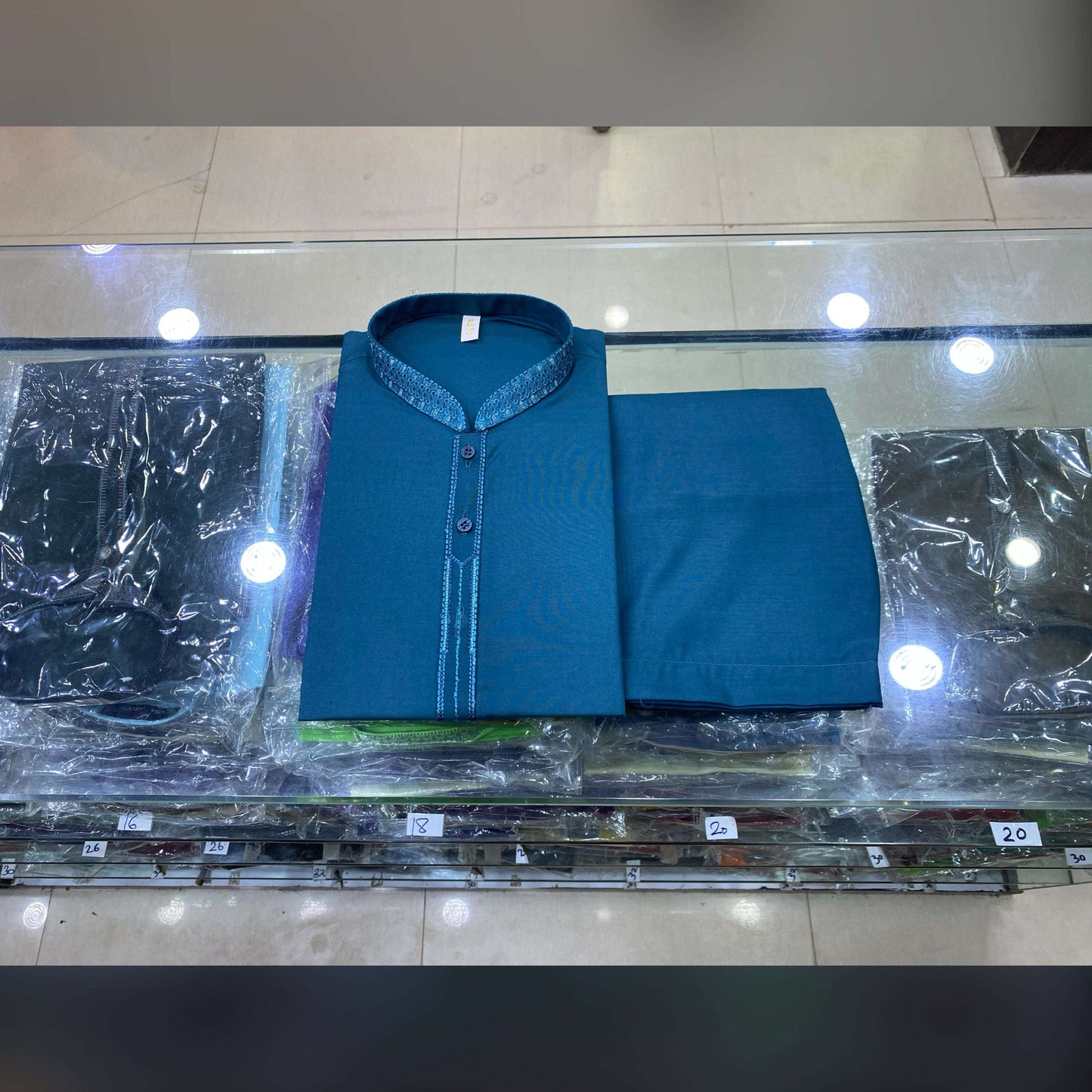 Teal Blue Embroidered Kurta Pajama