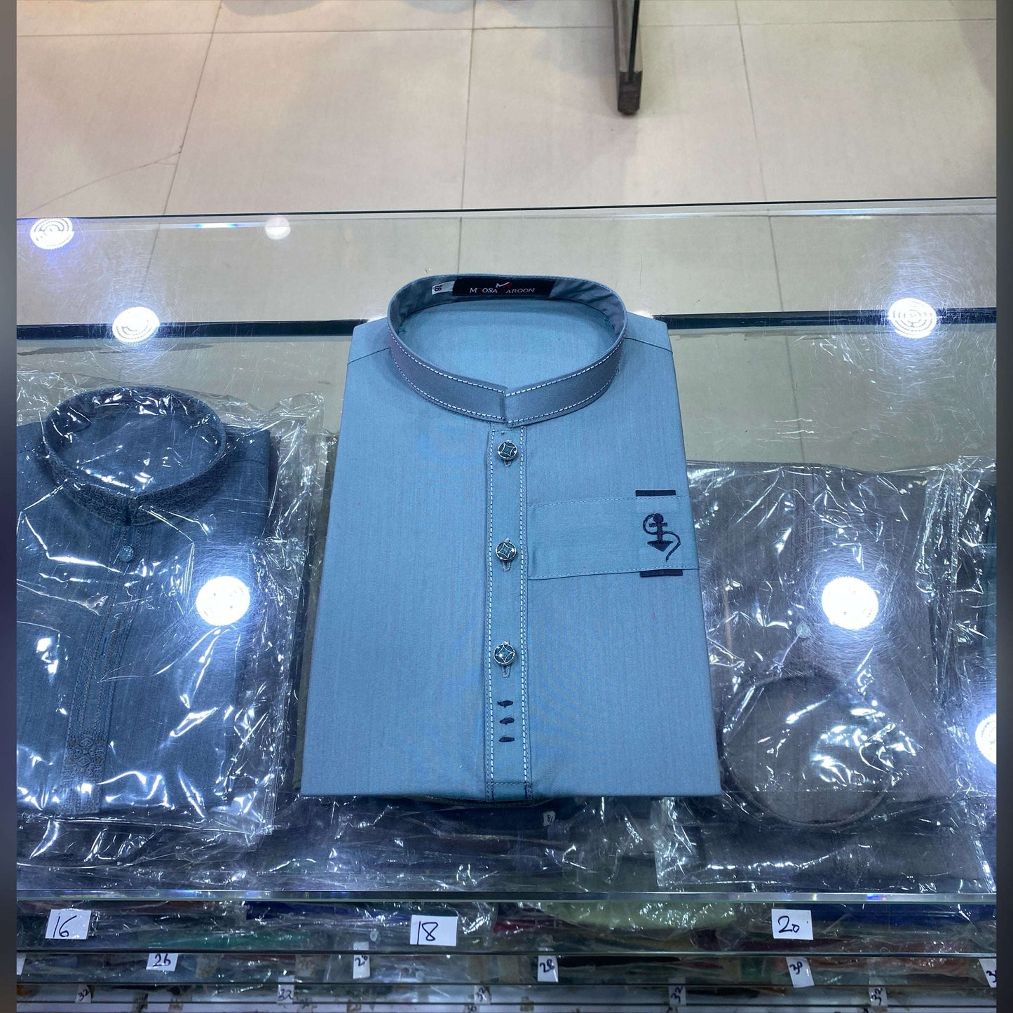 Steel Blue Designing Kurta Pajama/Shalwar