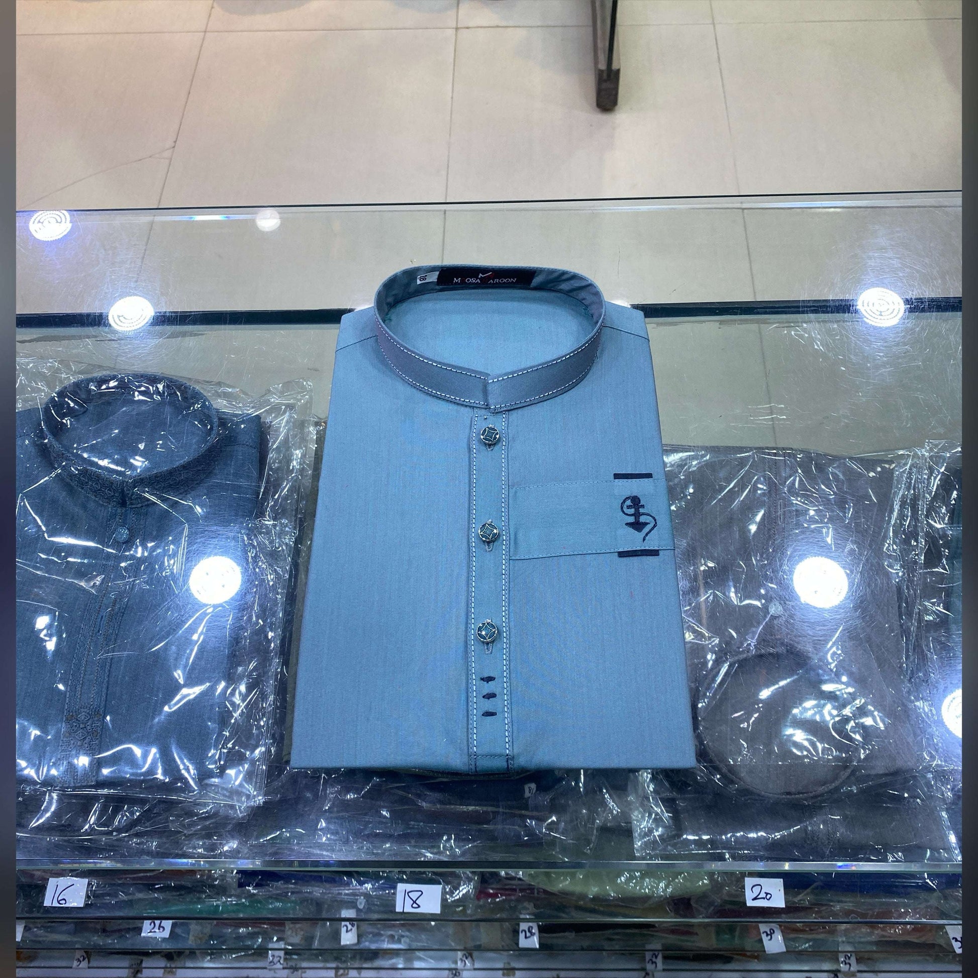 Steel Blue Designing Kurta Pajama/Shalwar