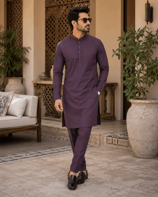 Deep Plum Premium Kurta Pajama/Shalwar