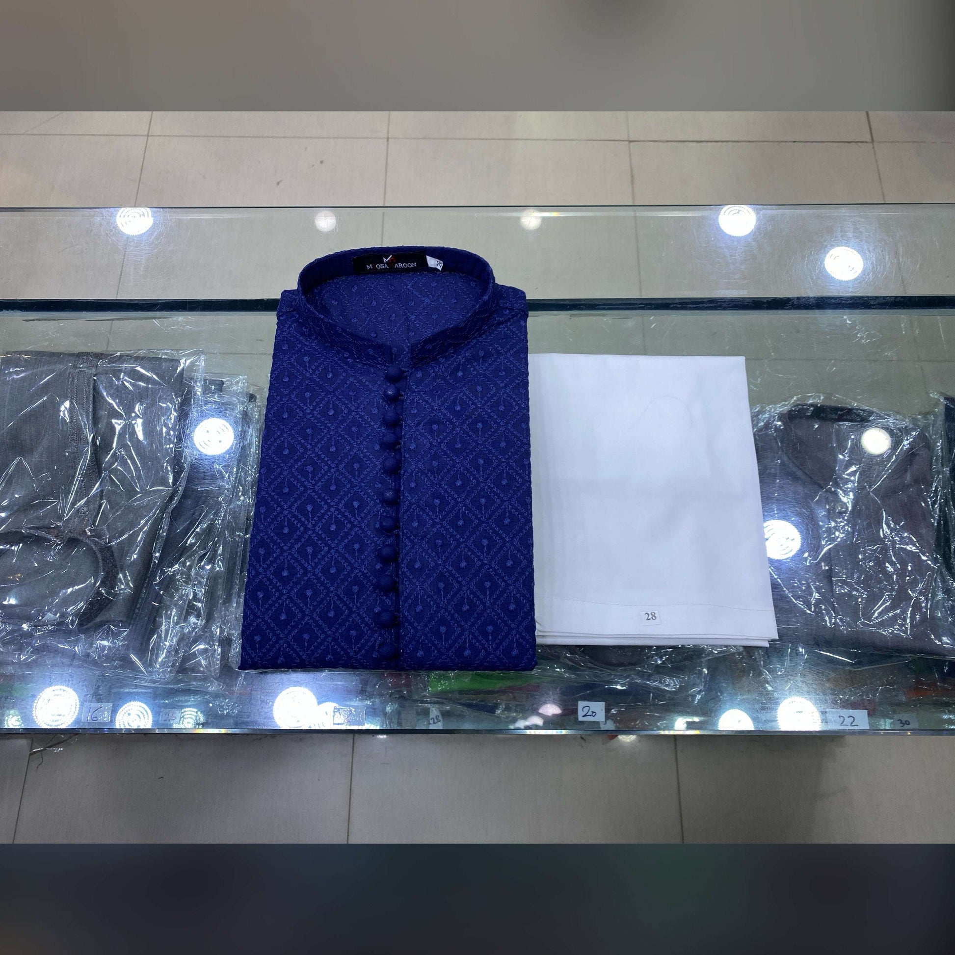 Dark Blue Chickenkari Kurta Pajama