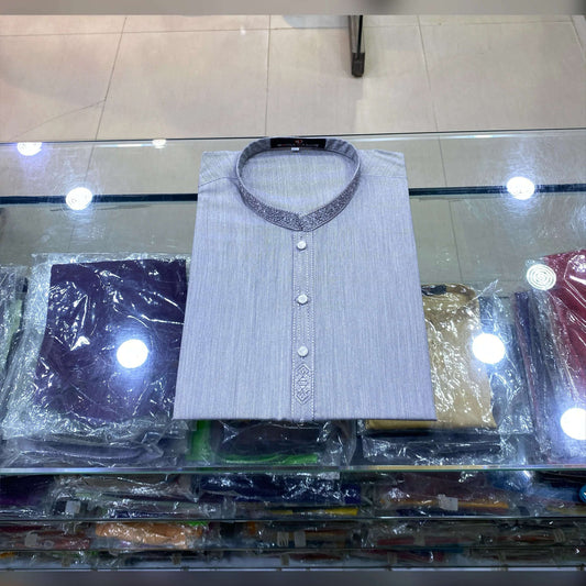 Silver Mist Embroidered Kurta Pajama/Shalwar