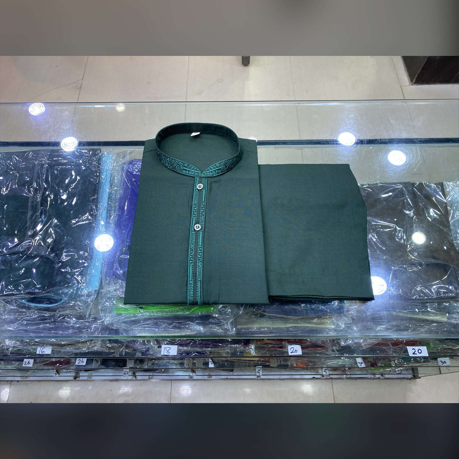 Bottle Green Embroidered Kurta Pajama