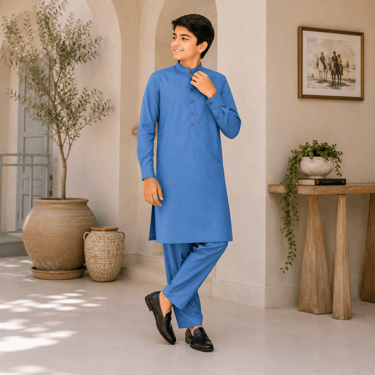 Steel Blue Premium Kurta Pajama/Shalwar