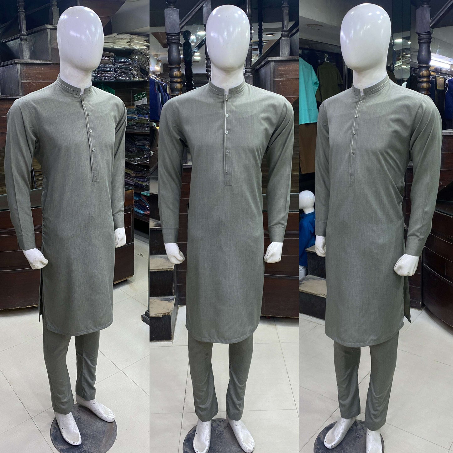 Sage Green Designing Kurta Pajama/Shalwar
