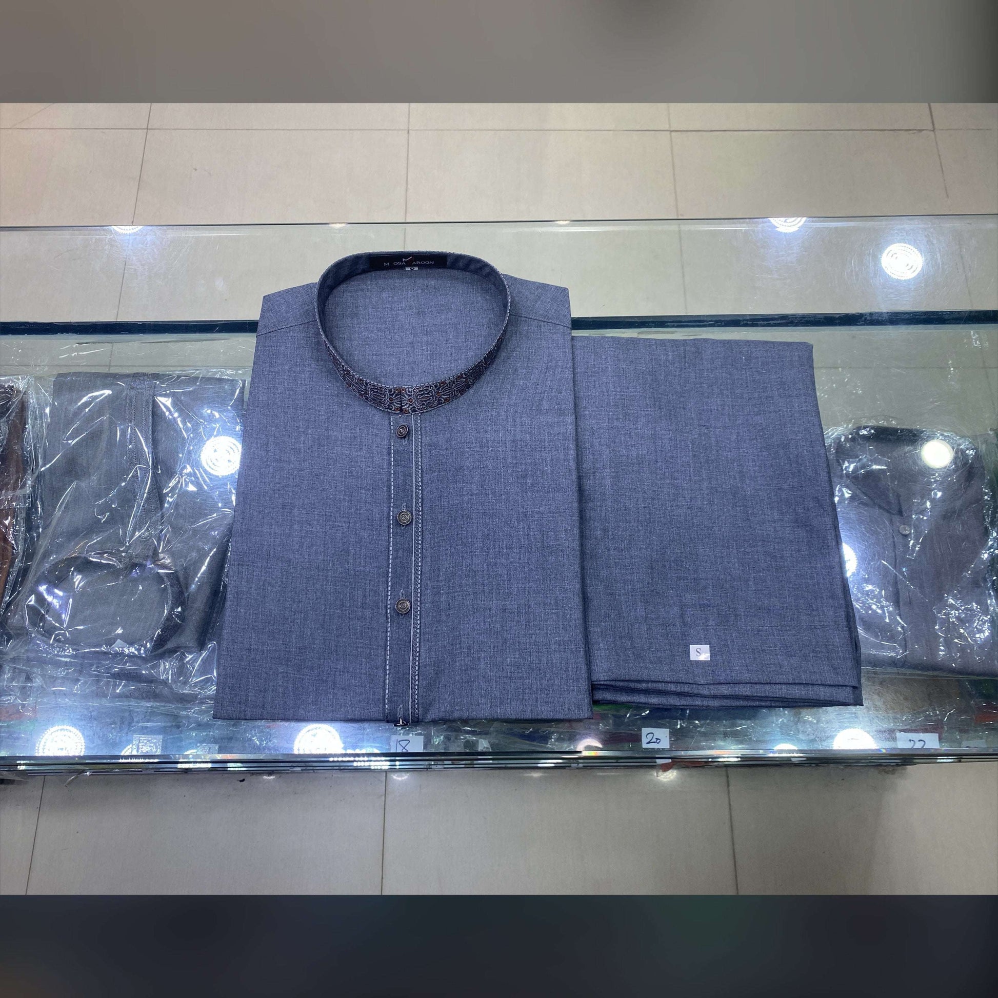 Slate Grey Embroidered Kurta Pajama/Shalwar