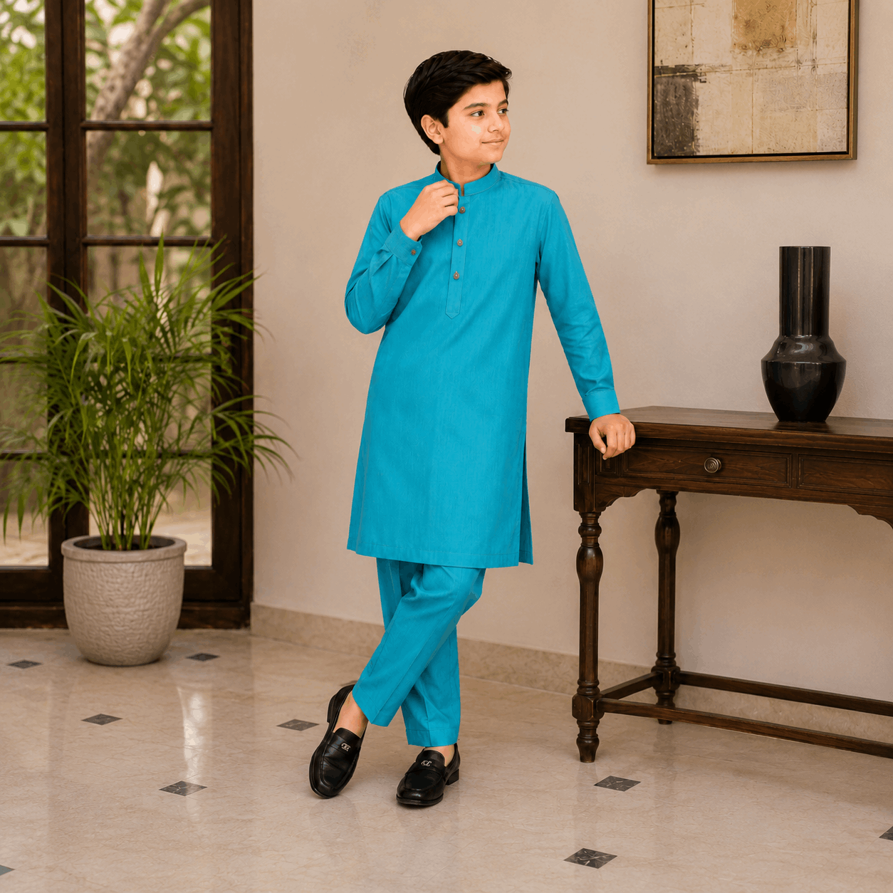 Turquoise Green Premium Kurta Pajama/Shalwar