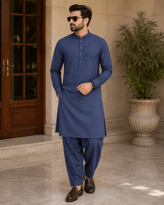 Shadow Plum Embroidered Kurta Pajama/Shalwar