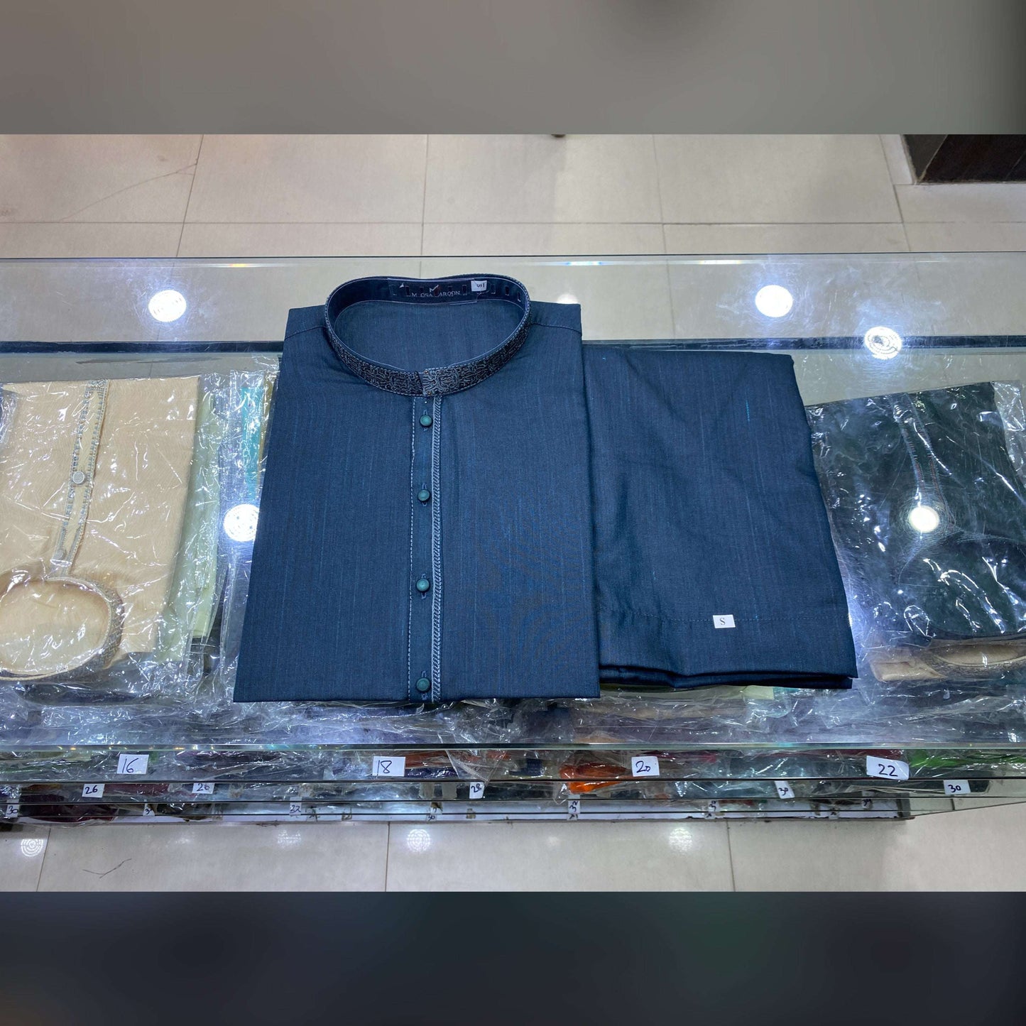 Teal Blue Embroidered Kurta Pajama/Shalwar