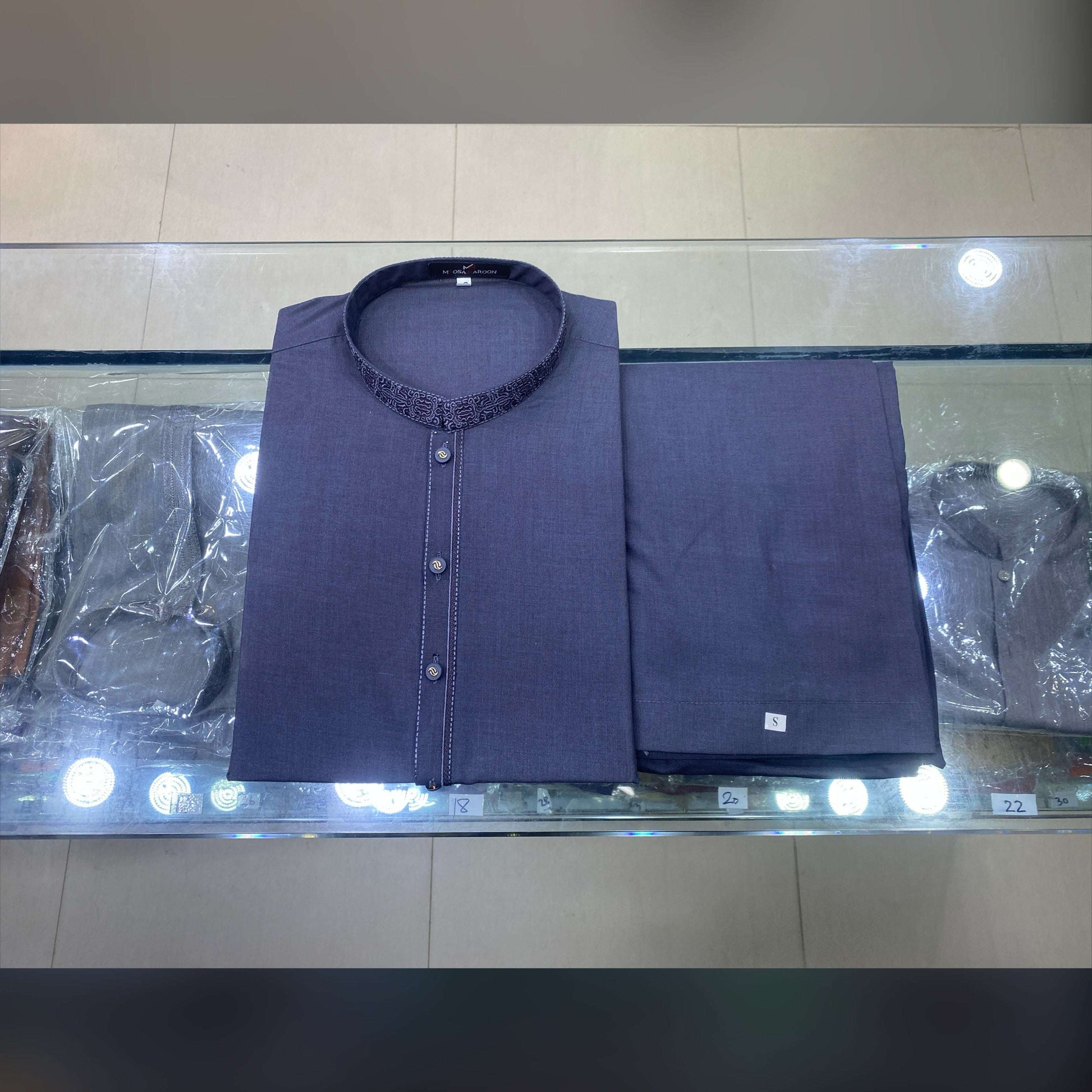 Shadow Plum Embroidered Kurta Pajama/Shalwar
