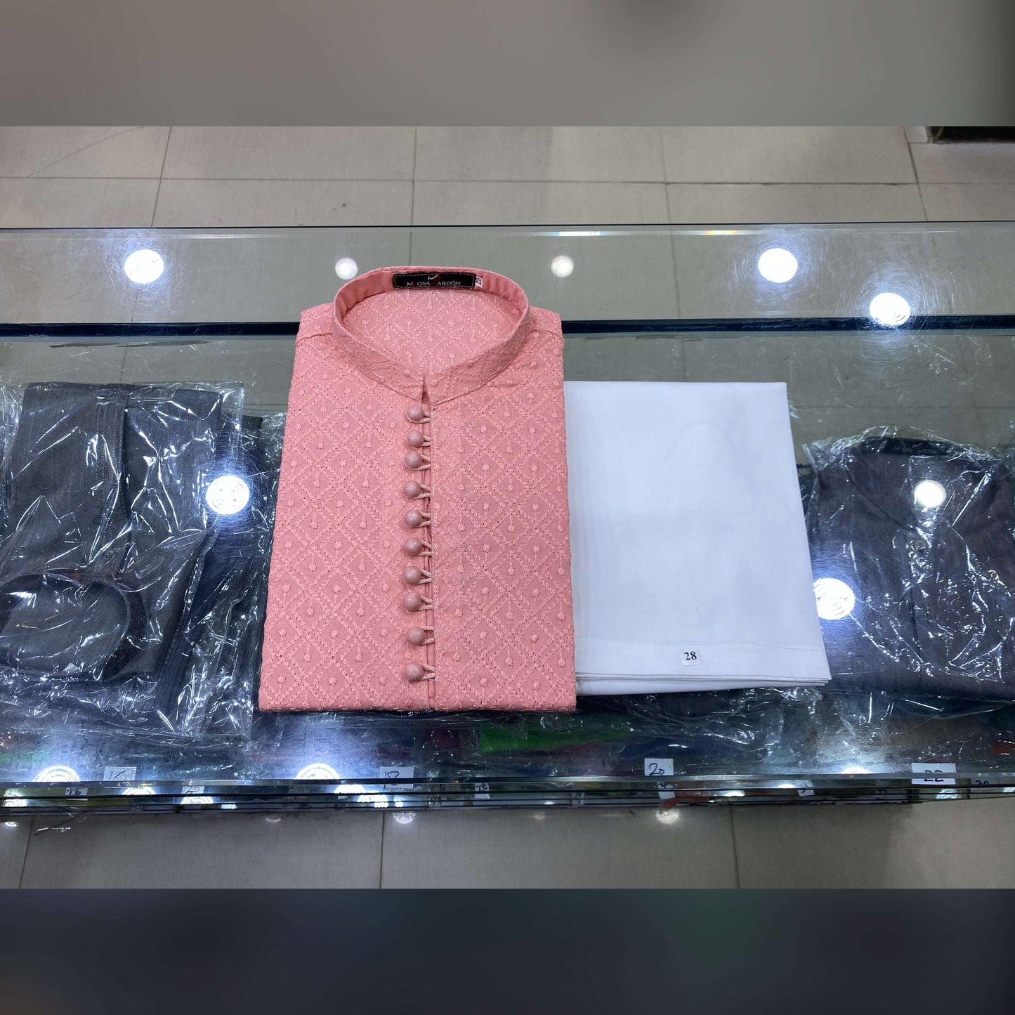 Soft Peach Chickenkari Kurta Pajama