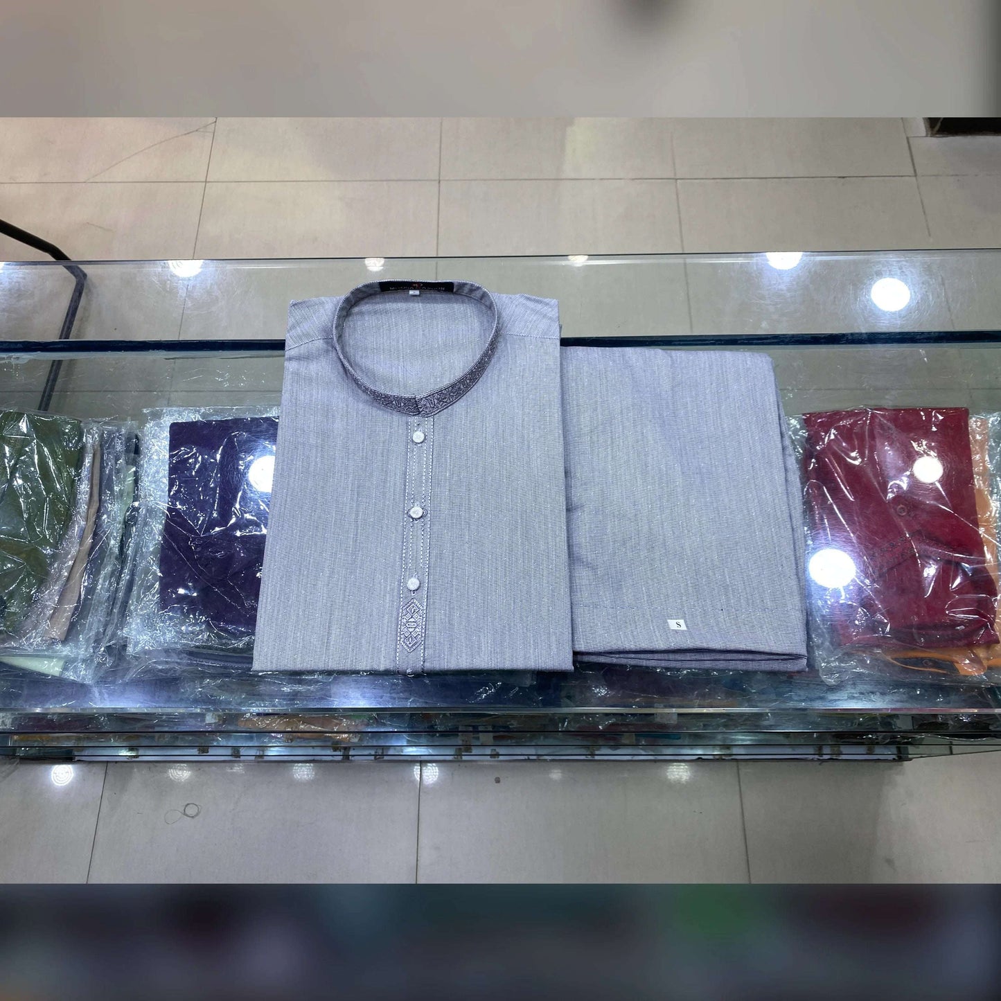 Silver Mist Embroidered Kurta Pajama/Shalwar