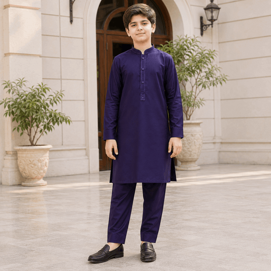 Deep Purple Embroidered Kurta Pajama