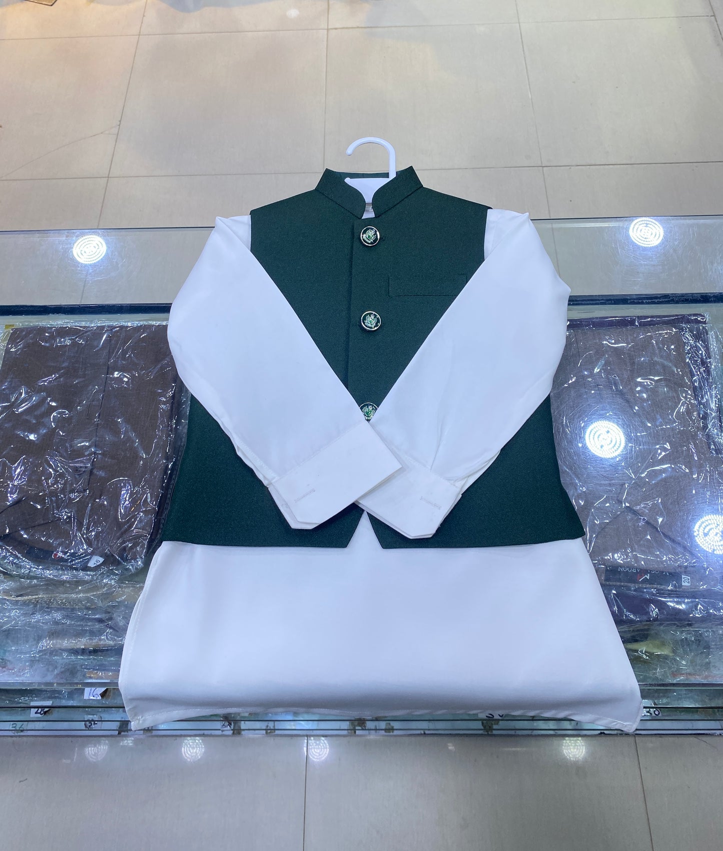 White Kurta Trouser Waiscoat Set