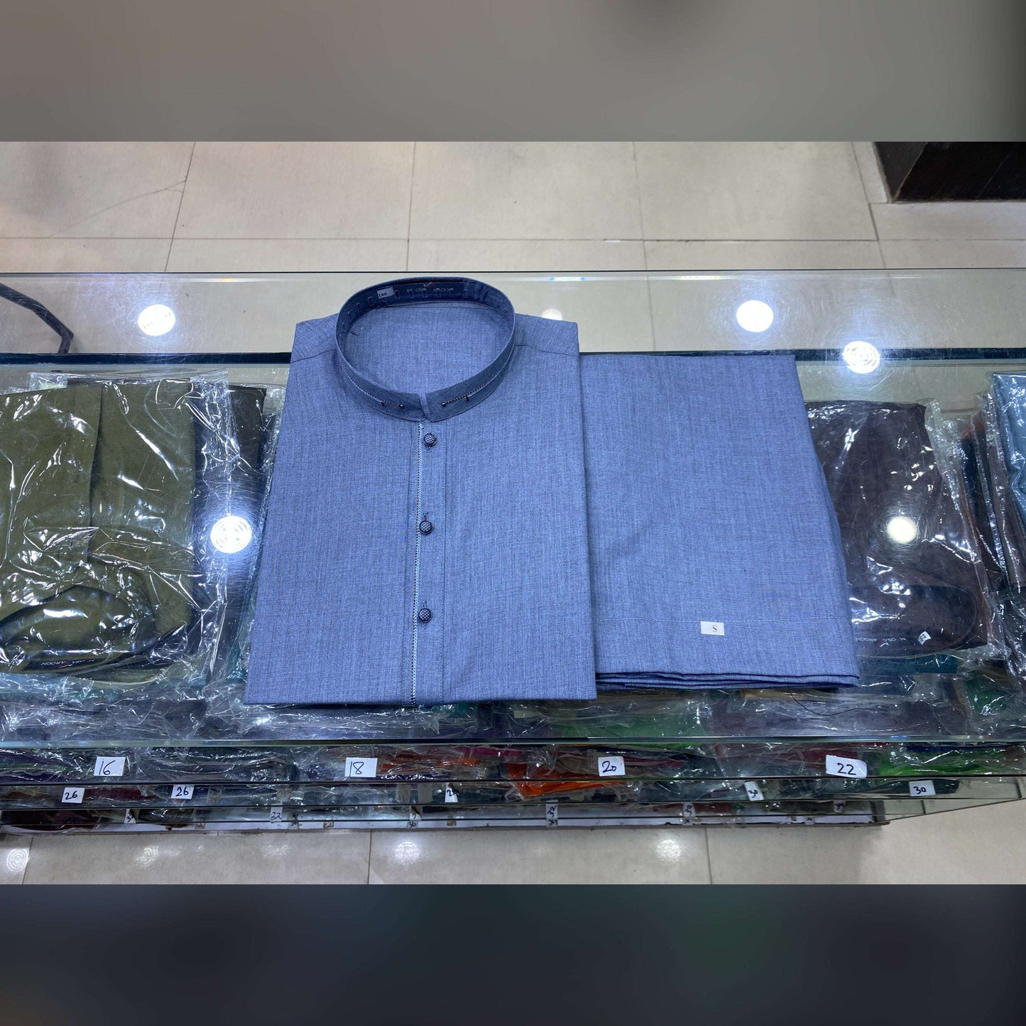 Stone Blue Designing Kurta Pajama/Shalwar