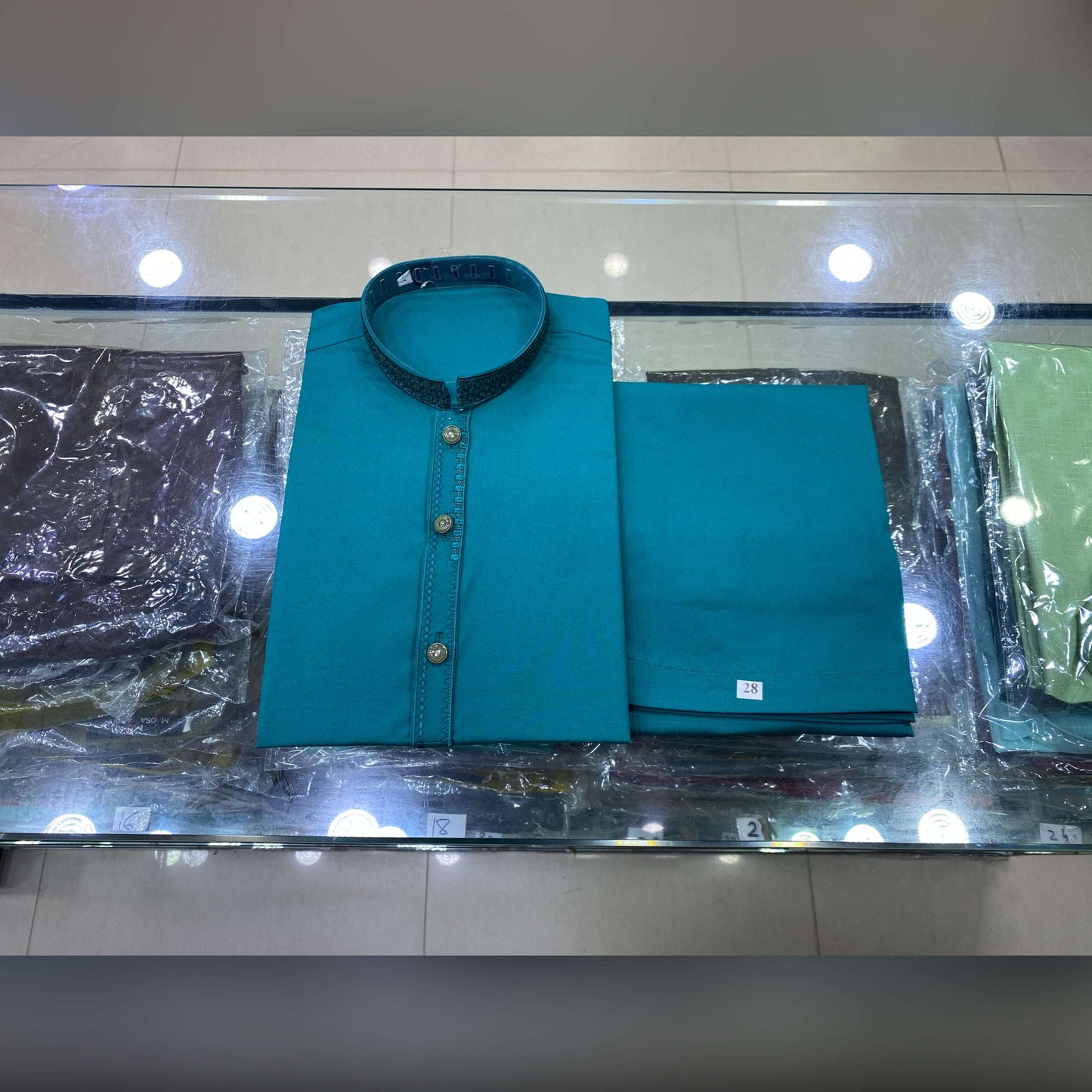 Teal Blue Embroidered Kurta Pajama/Shalwar