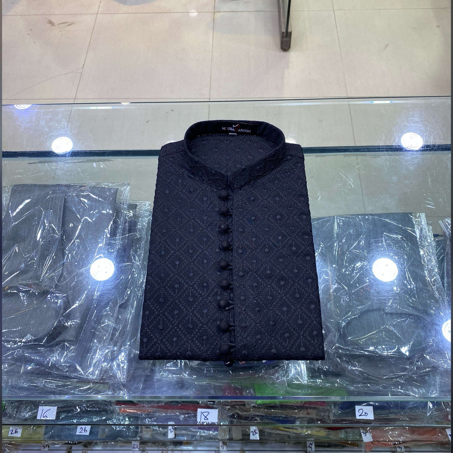 Jet Black Chickenkari Kurta Pajama