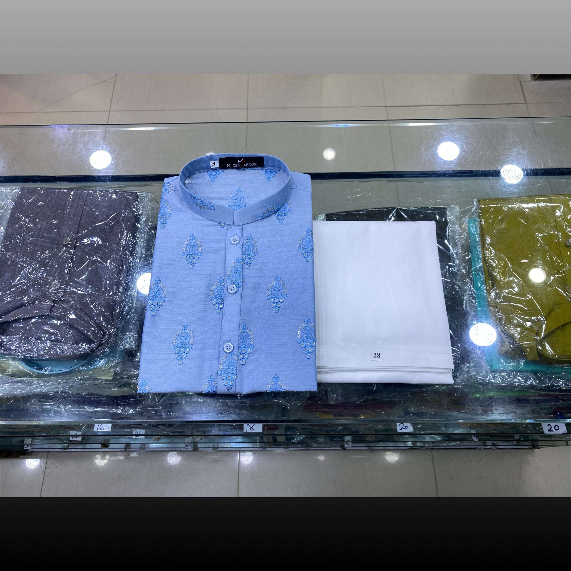 Sky Blue Motif Kurta Pajama