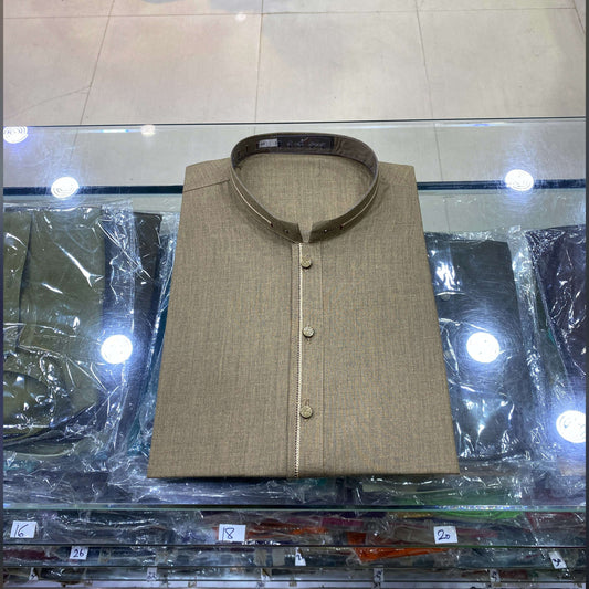 Dark Khaki Designing Kurta Pajama/Shalwar