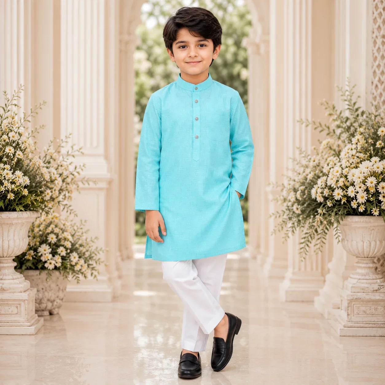SkyBlue Pure Cotton Kurta Pajama