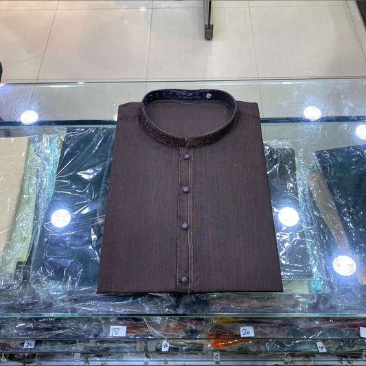 Chocolate Brown Embroidered Kurta Pajama/Shalwar