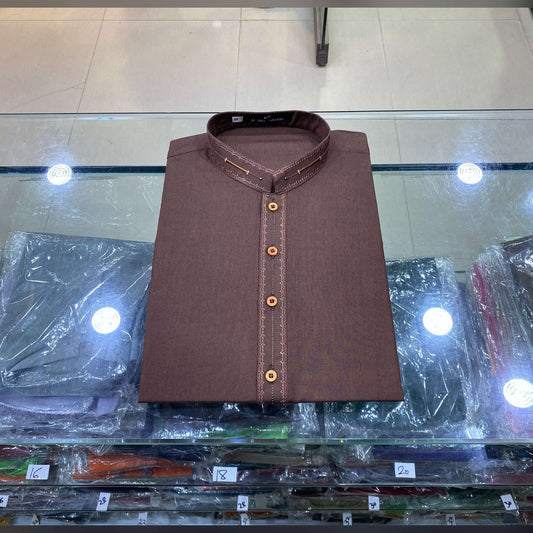 Mocha Brown Embroidered Kurta Pajama/Shalwar
