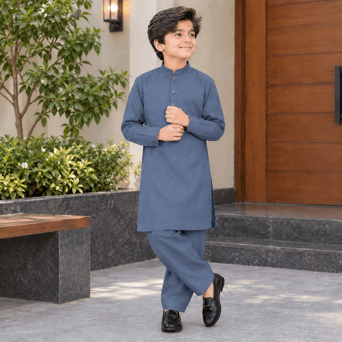 Bluish Grey Premium Kurta Shalwar