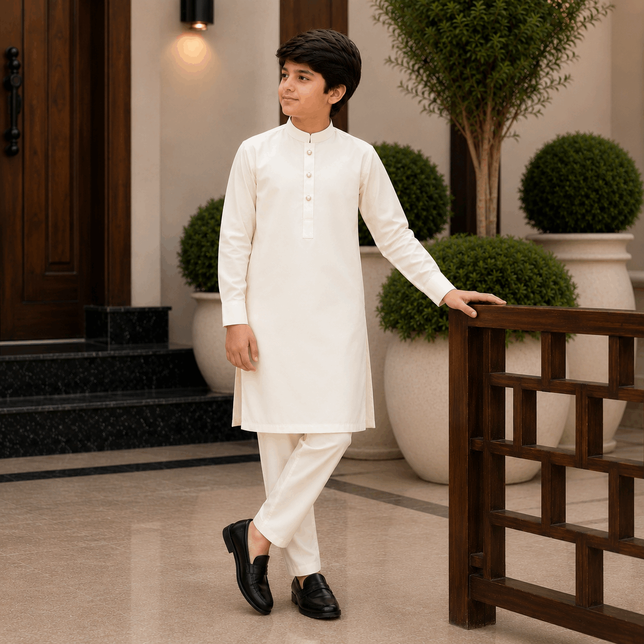 Cream Boski Premium Kurta Pajama/Shalwar