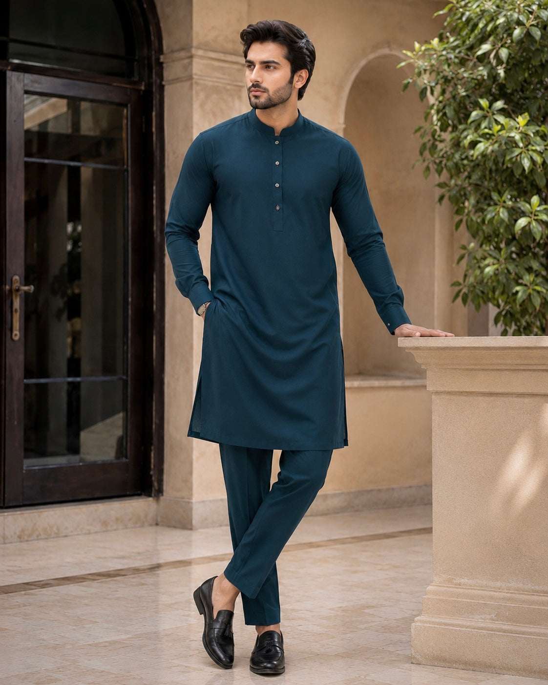 Deep Teal Premium Kurta Pajama/Shalwar