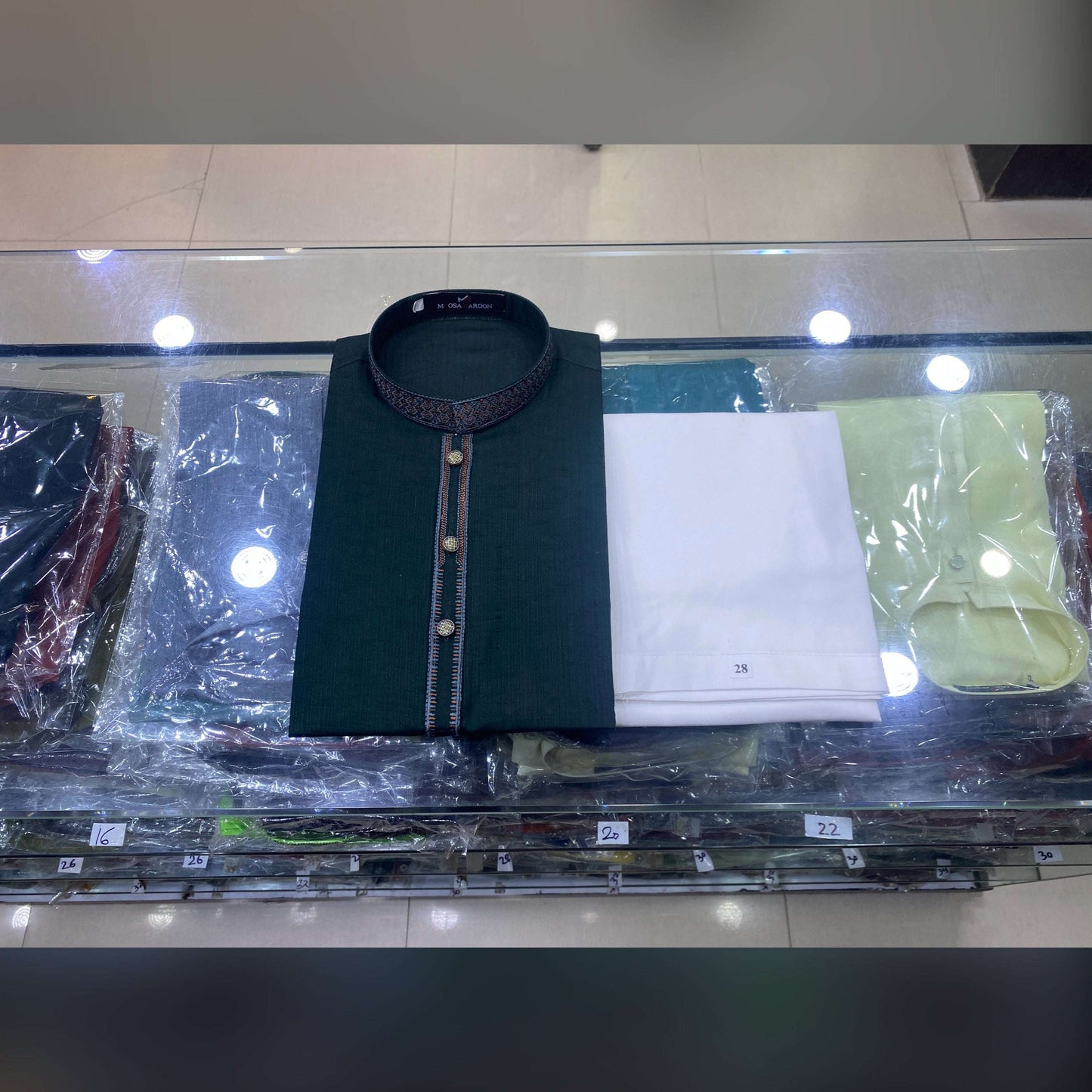 Dark Bottle Green Embroided Pure Cotton Kurta Pajama