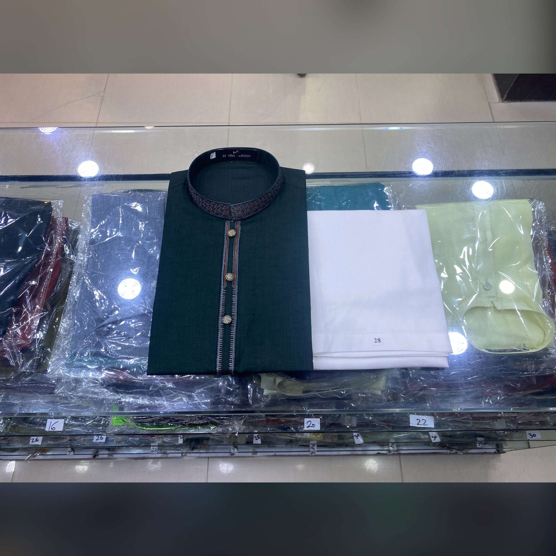 Dark Bottle Green Embroided Pure Cotton Kurta Pajama
