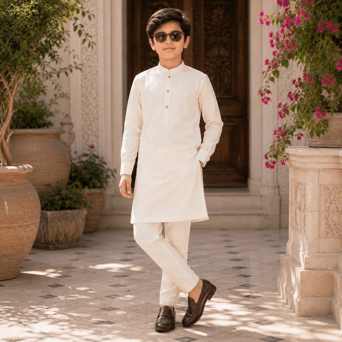 Cream Boski Premium Kurta Pajama/Shalwar