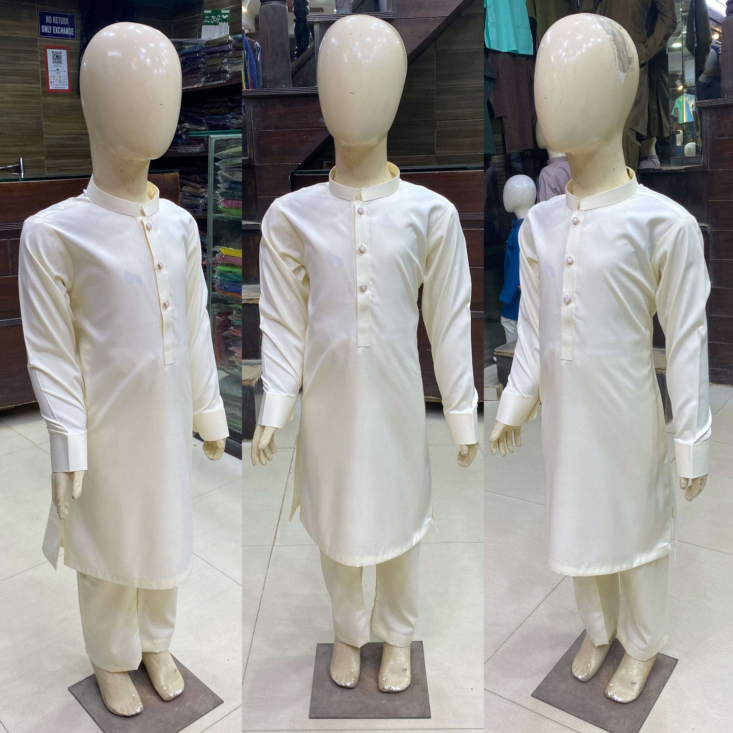 Cream Boski Premium Kurta Pajama/Shalwar