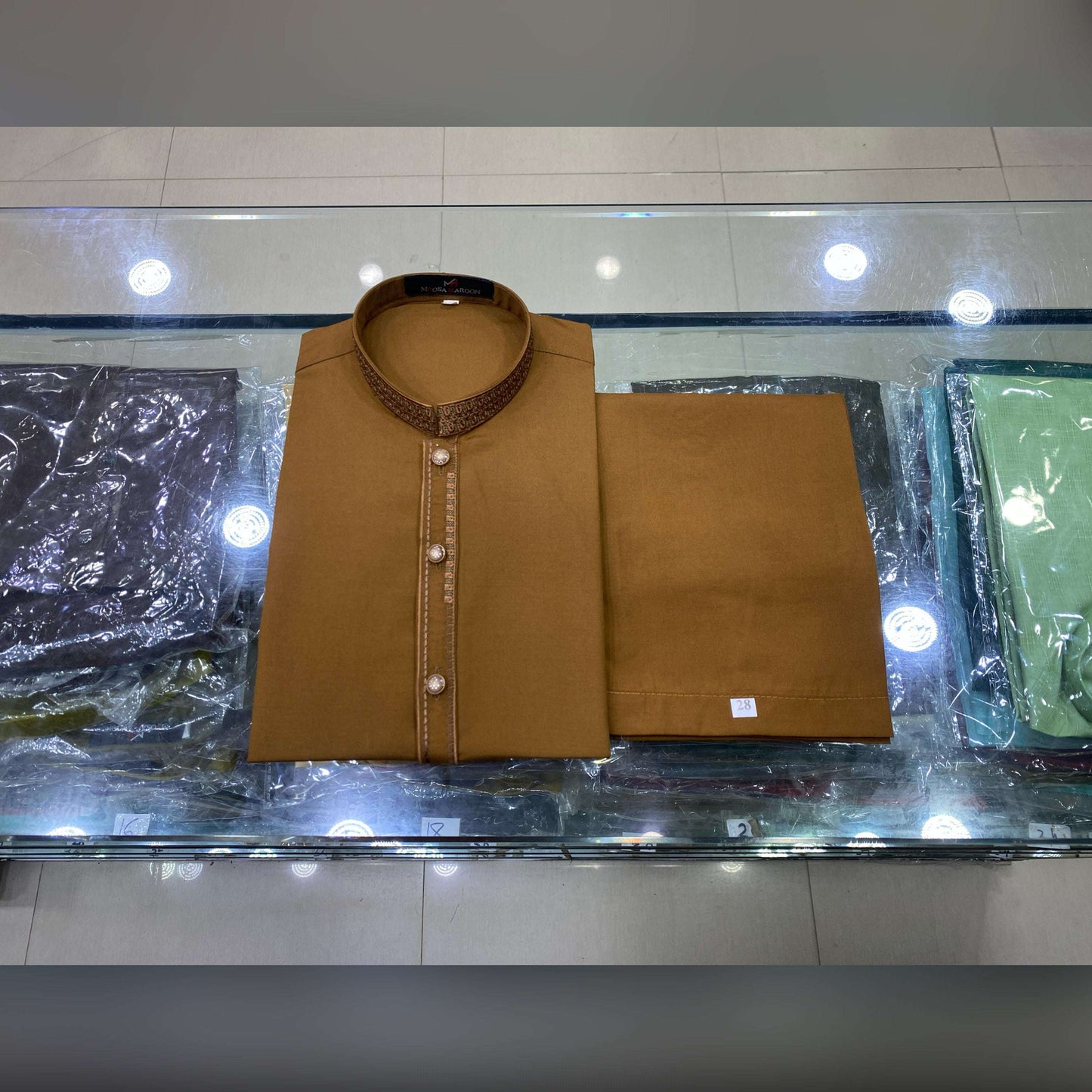 Mustard Brown Embroidered Kurta Pajama/Shalwar