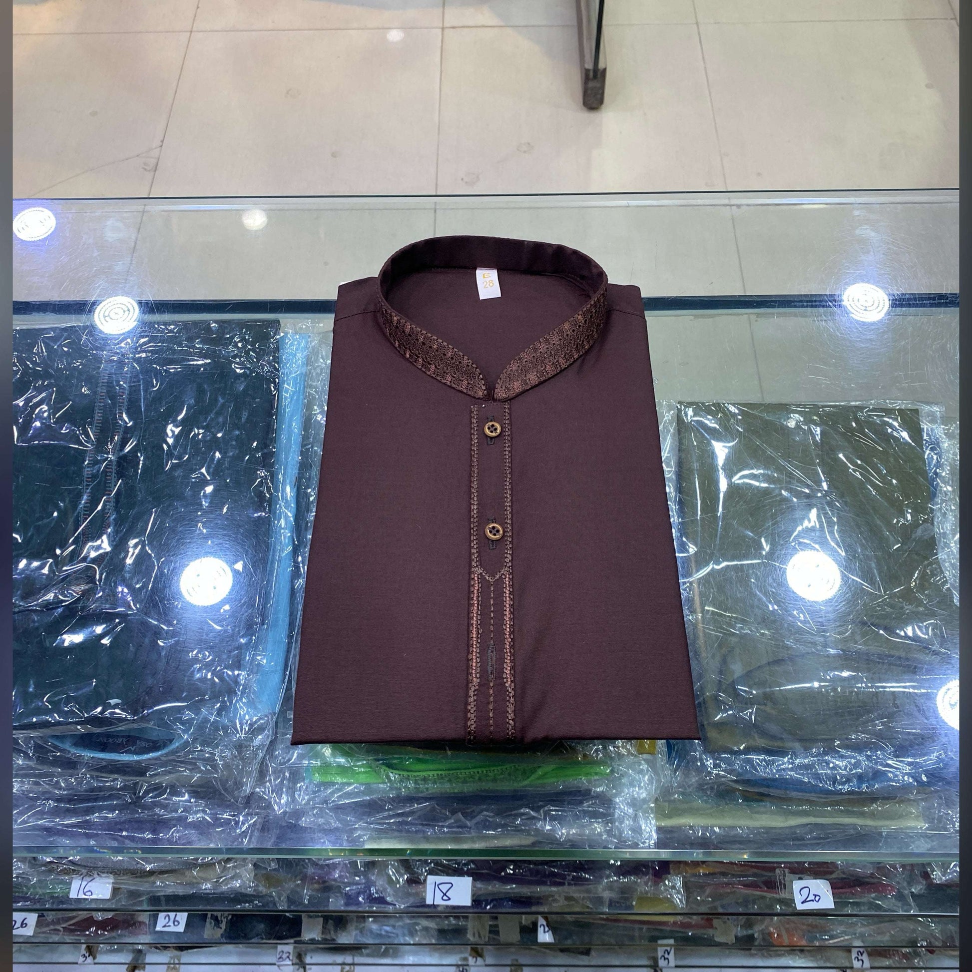 Chocolate Brown Embroidered Kurta Pajama