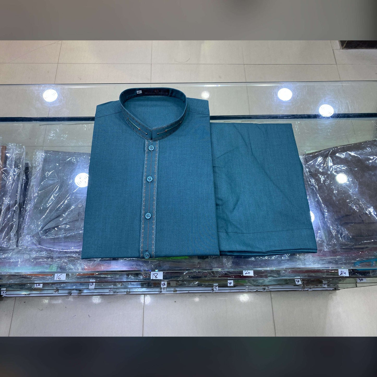 Teal Green Embroidered Kurta Pajama/Shalwar